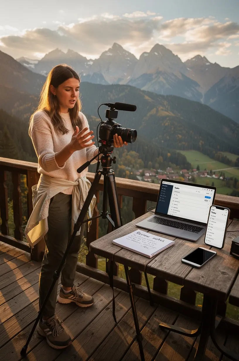 Birou organizat cu dispozitive digitale și note pentru optimizarea fluxului de muncă prin tehnologii moderne.